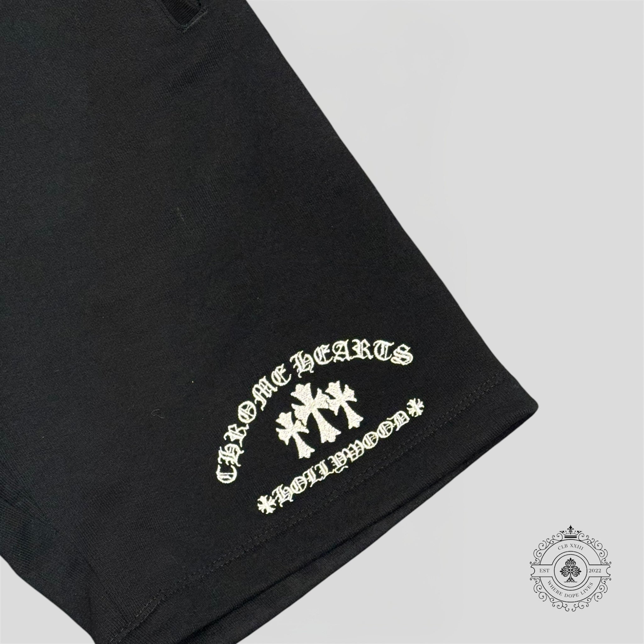 Chrome Hearts Cemetery Cross Embroidered Sweat Shorts in Black