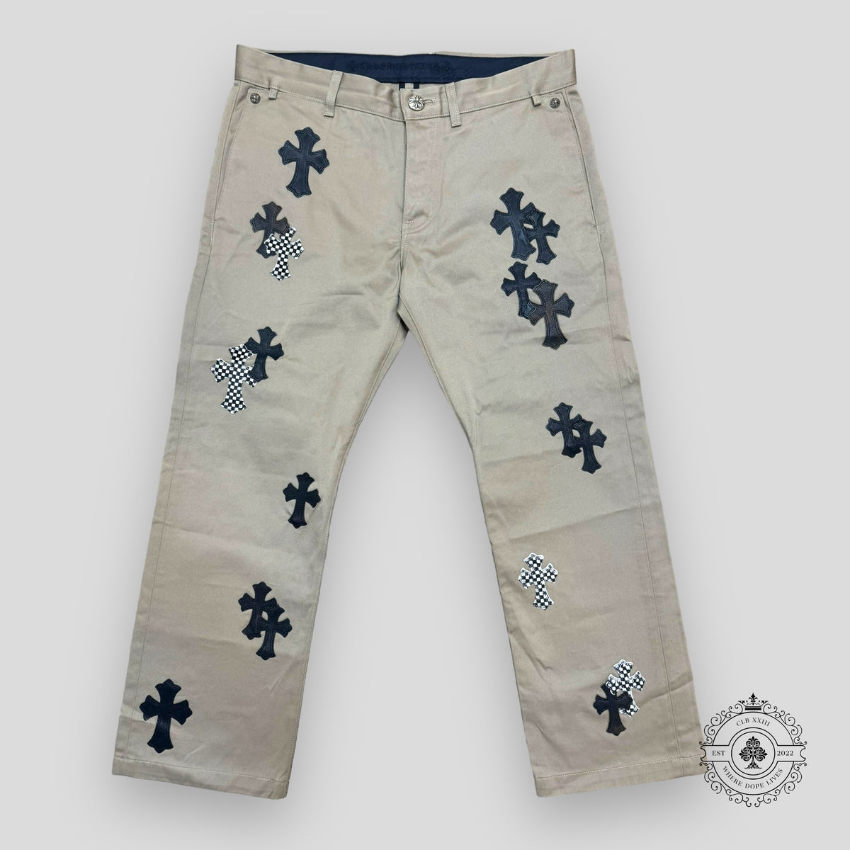 Chrome Hearts Black Checkered Cross Patch Chino Pants