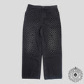 Louis Vuitton Damier Ultrablack Flocked Wide Leg Denim Pants in Black