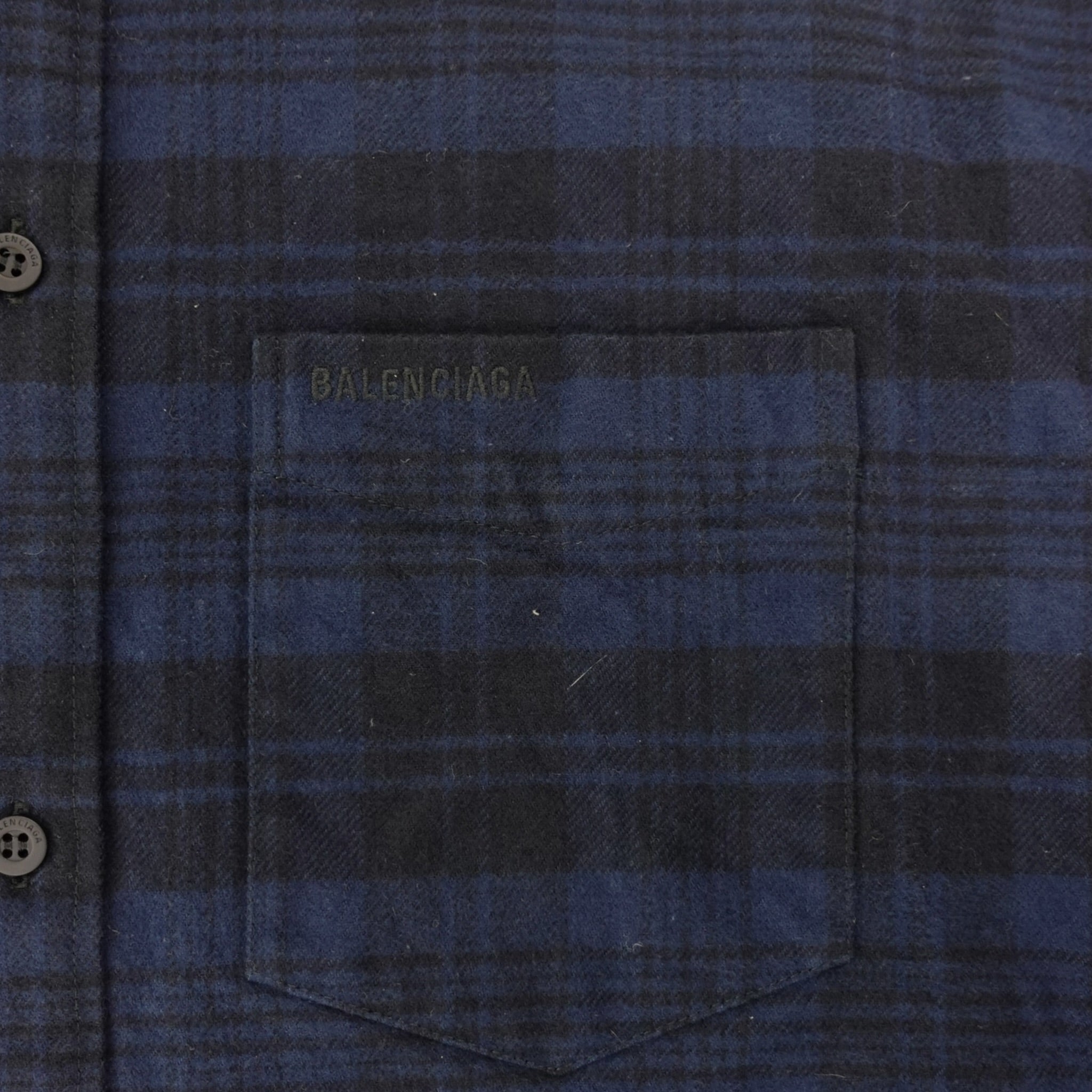 Balenciaga Plaid Hooded Button Up in Blue
