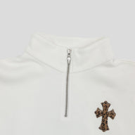 Chrome Hearts Leopard Patch Quarter Zip in White