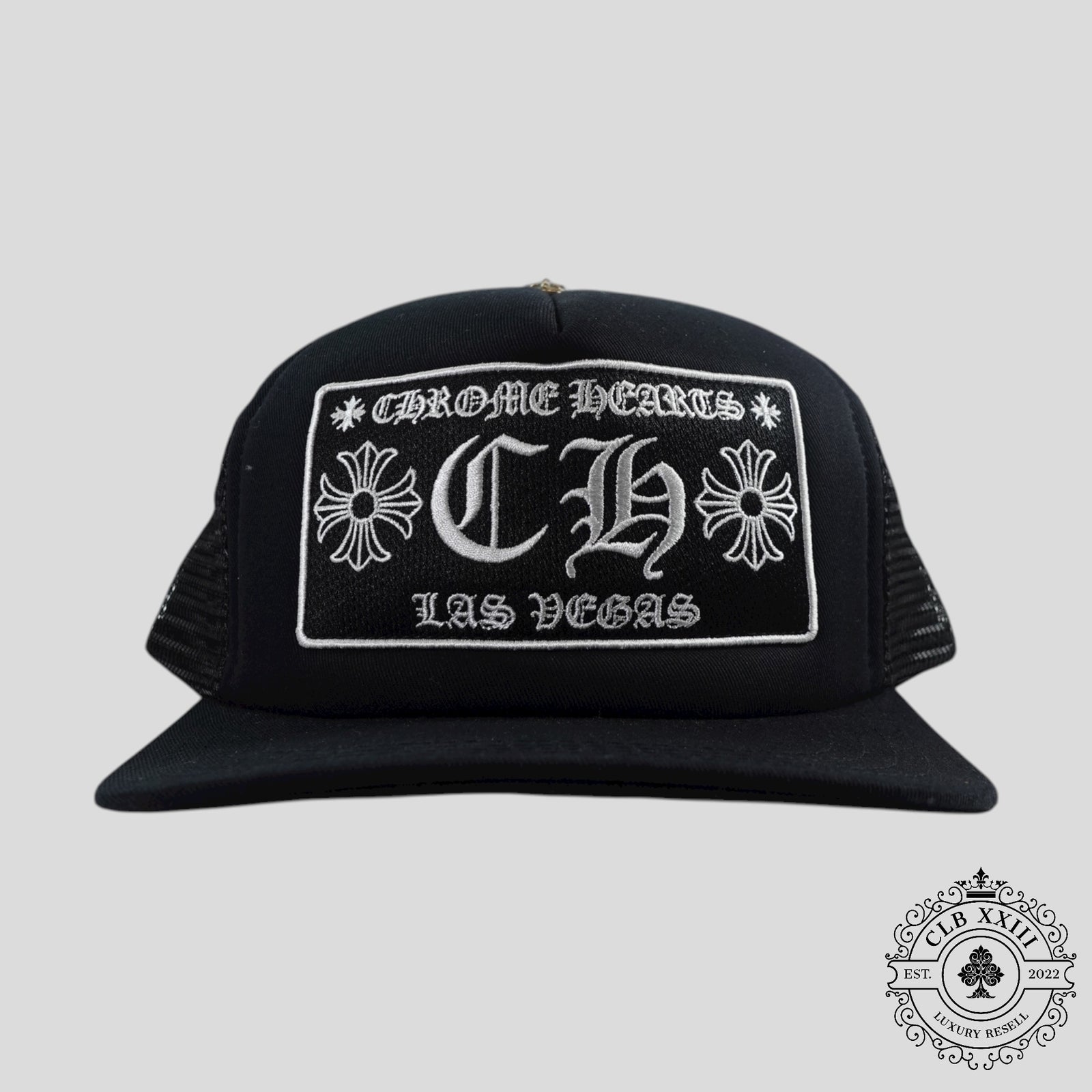 Chrome Hearts Las Vegas CH Patch Trucker Hat in Black