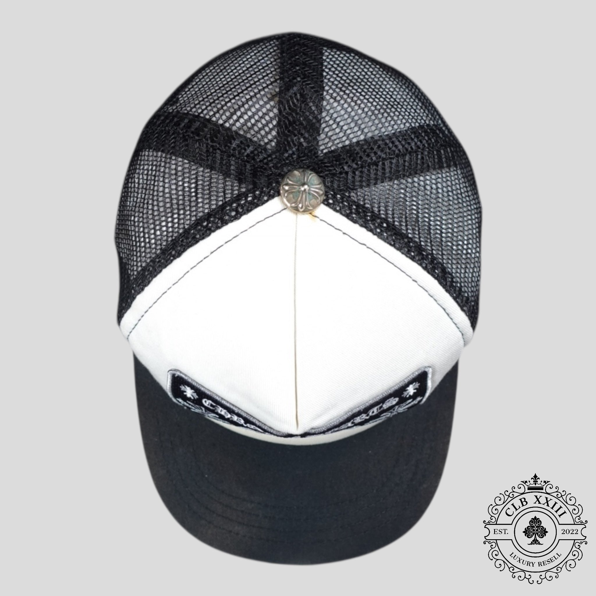 Chrome Hearts Hollywood CH Patch Trucker Hat in White - Preowned