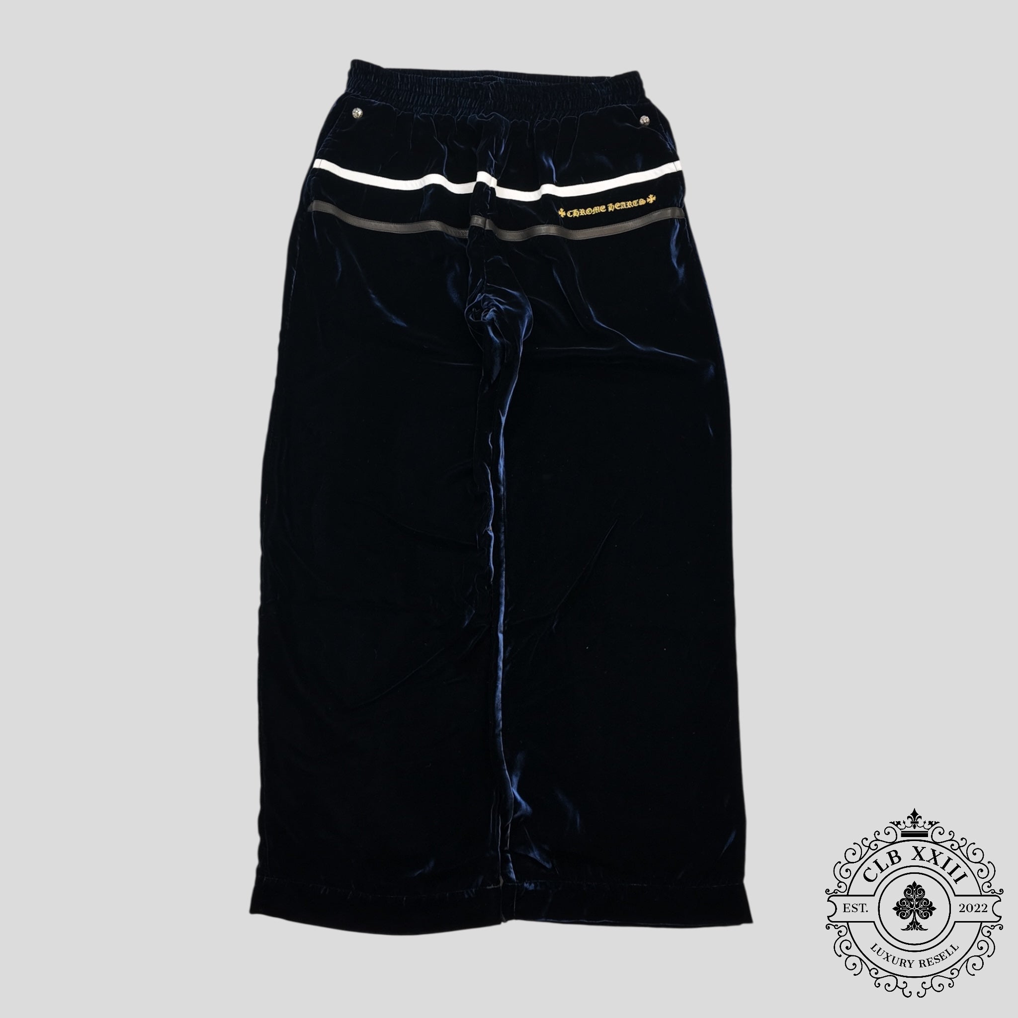 Chrome Hearts Y Not Velour Track Pants in Navy
