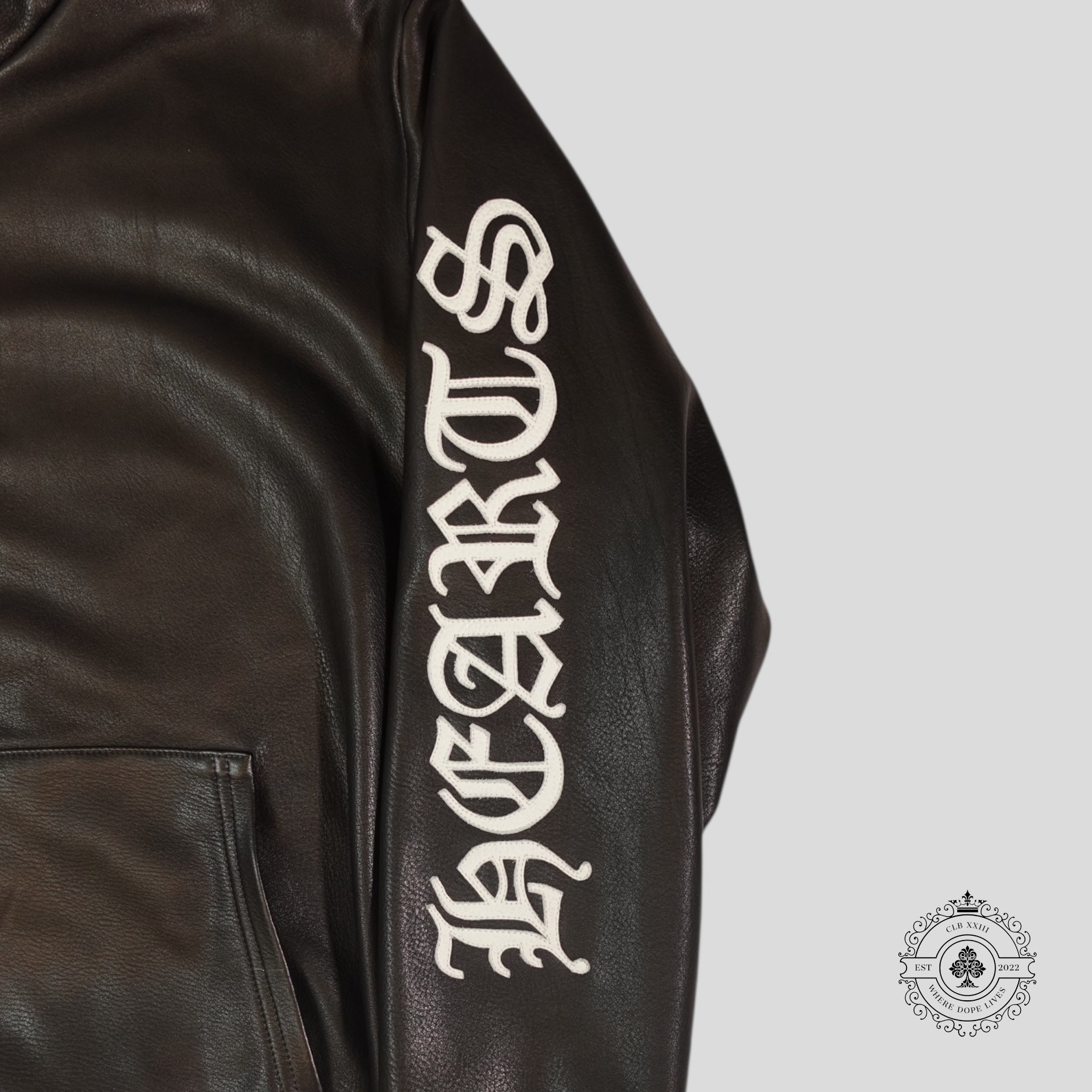 Chrome Hearts Leather Zip Up Hoodie in Black