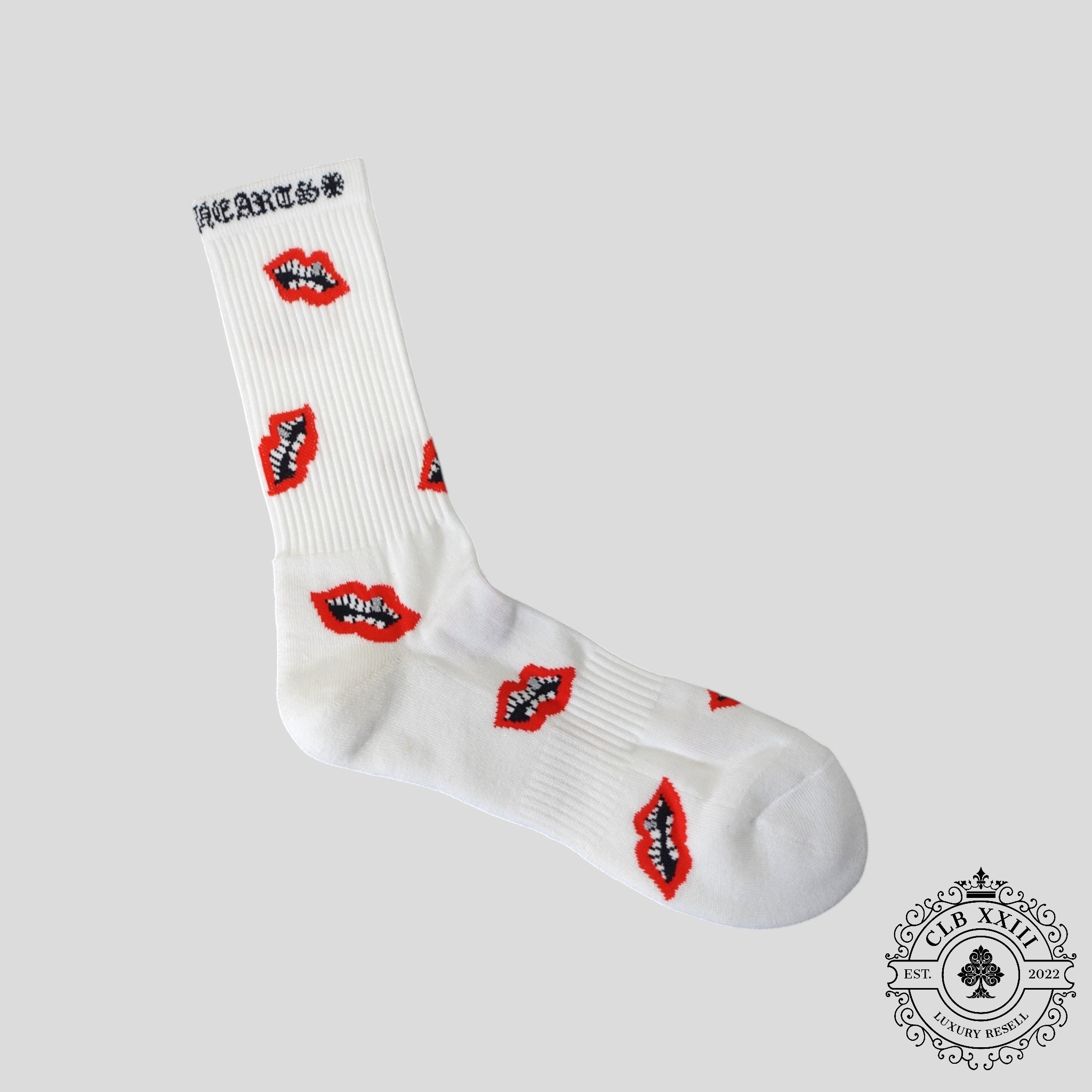 Chrome Hearts Matty Boy Chomper Socks in White / Red