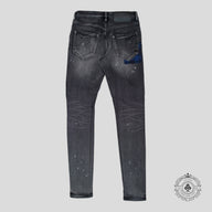 Purple Brand P001 Flannel Patch Skinny Jeans in Aged Black