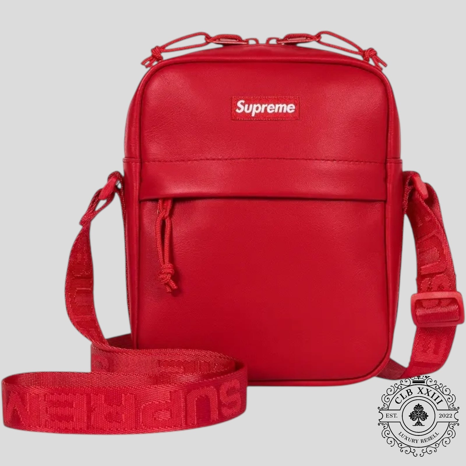 Supreme Leather Shoulder Bag in Red