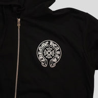 CHROME HEARTS MIAMI EXCLUSIVE HORSESHOE LOGO ZIP-UP HOODIE - BLACK