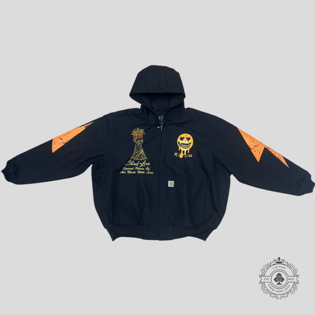 Blind Love Patchwork Carhartt Jacket in Black / Orange