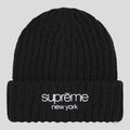 Supreme Classic Logo Chunky Ribbed Beanie in Black