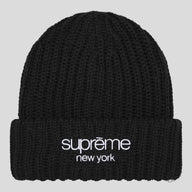 Supreme Classic Logo Chunky Ribbed Beanie in Black