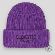 Supreme Classic Logo Chunky Ribbed Beanie in Purple