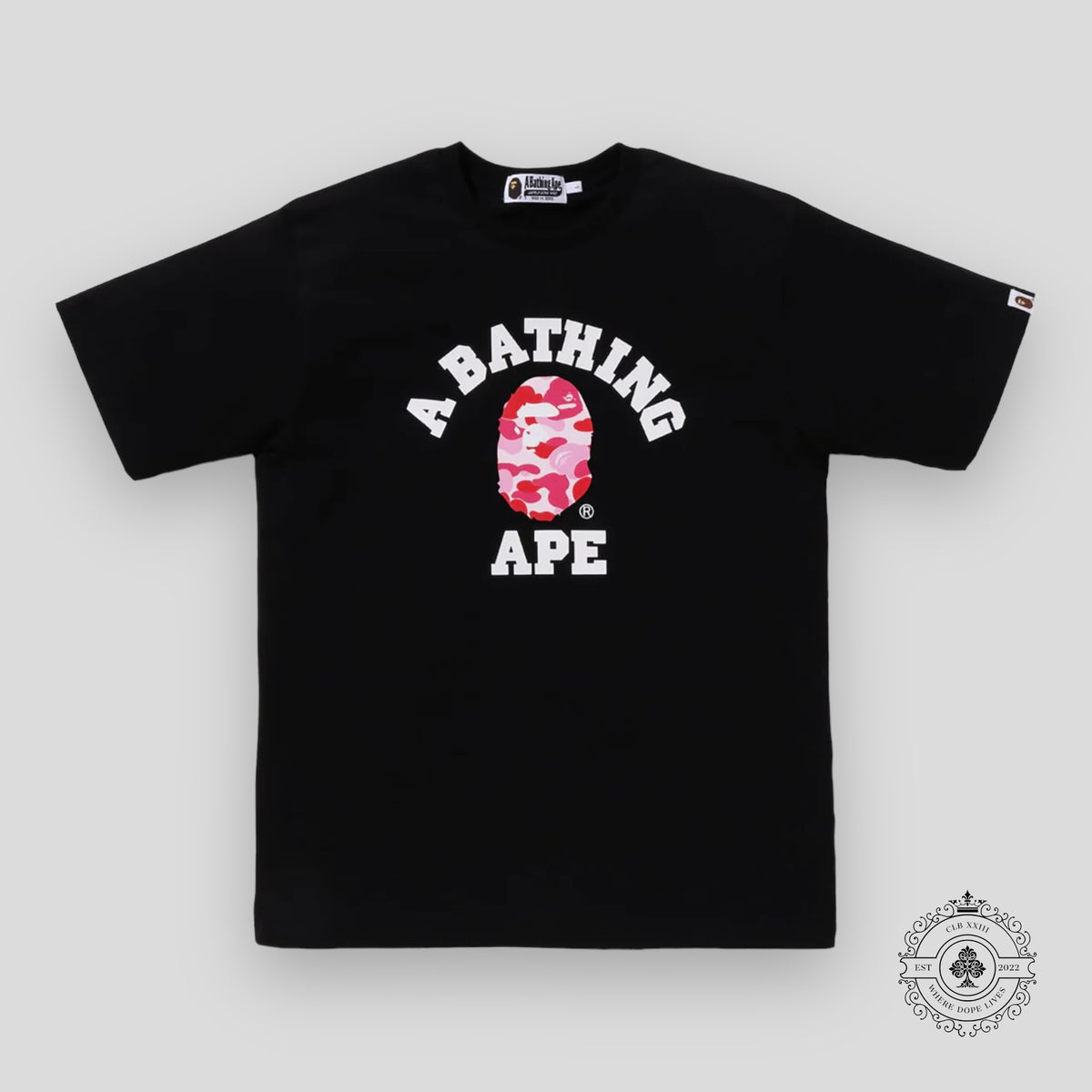 Bape ABC Camo College Tee in Black / Pink