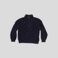 CLB XXIII navy blue Louis Vuitton monogram fleece jacket with a high collar and full zip closure.