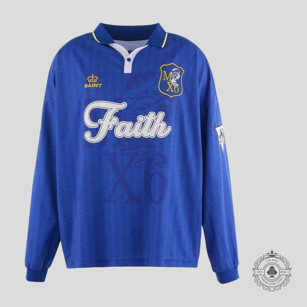 Saint Michael Faith Soccer Tee in Blue