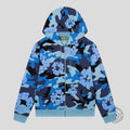 Denim Tears Camo Cotton Wreath Zip Up in Blue