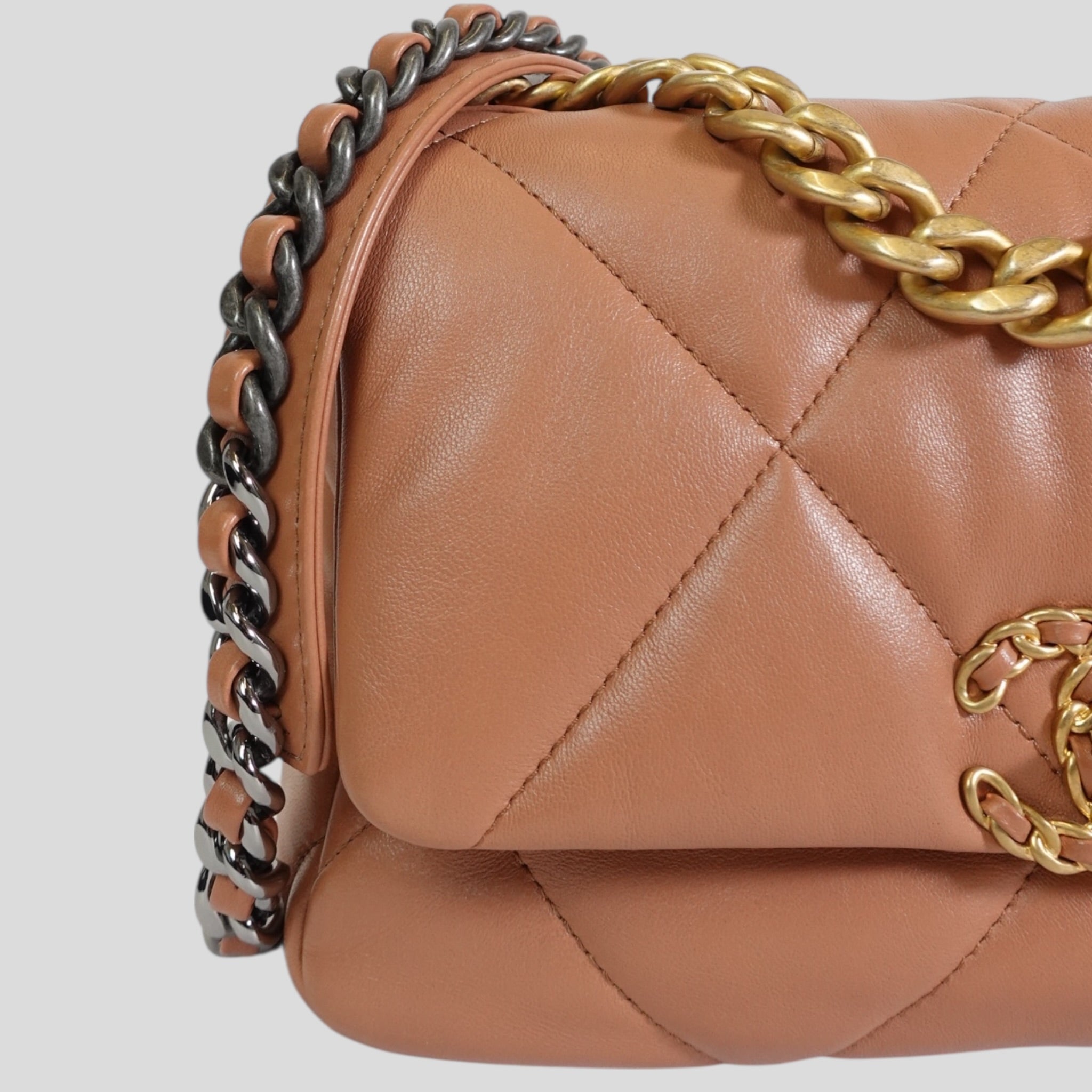 Chanel 19 Lambskin Quilted Medium Flap Bag in Brown
