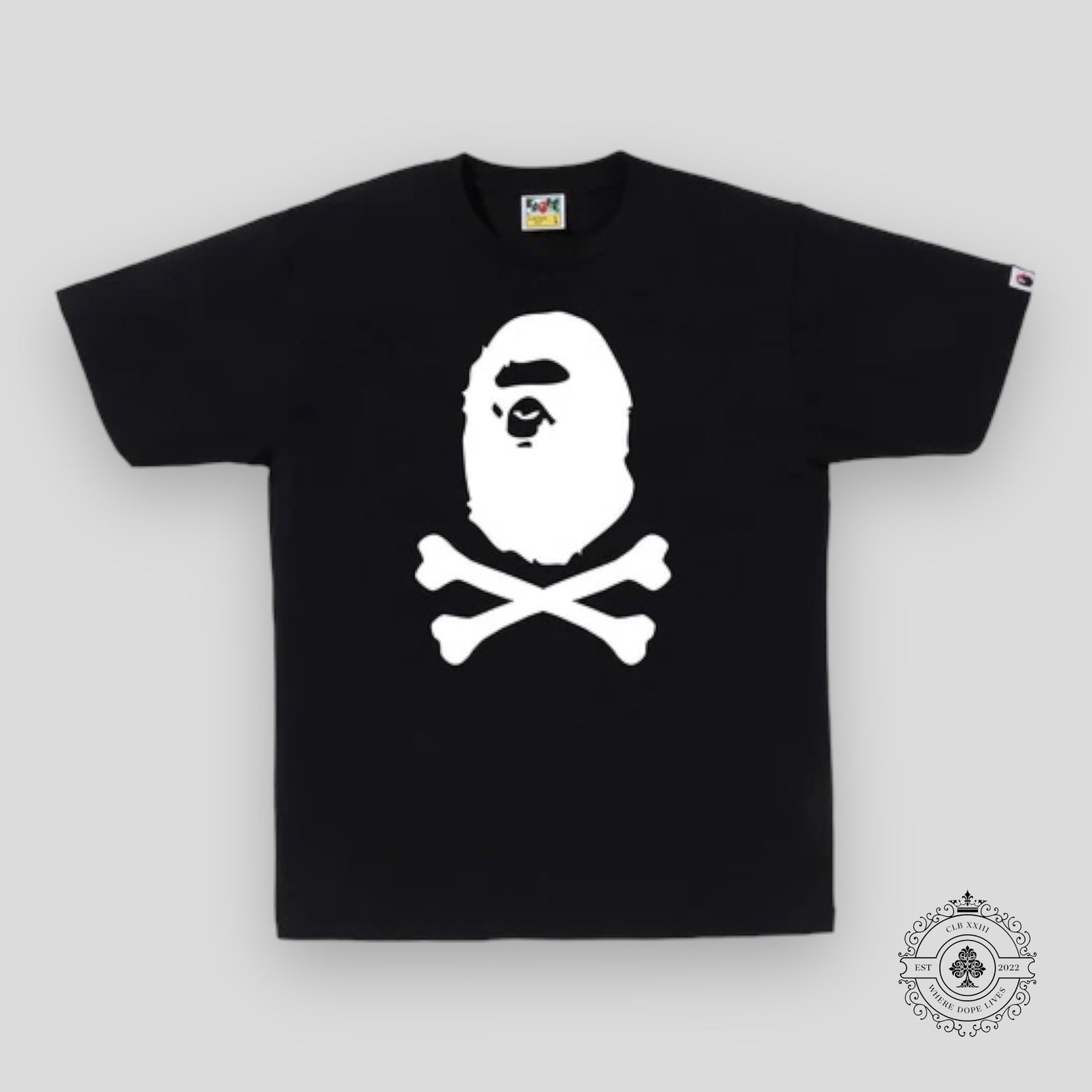 Bape Ape Crossbone Tee in Black / White