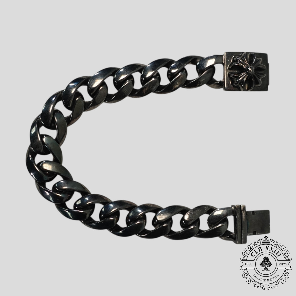Chrome Hearts Cuban Bracelet in Oxidized Silver
