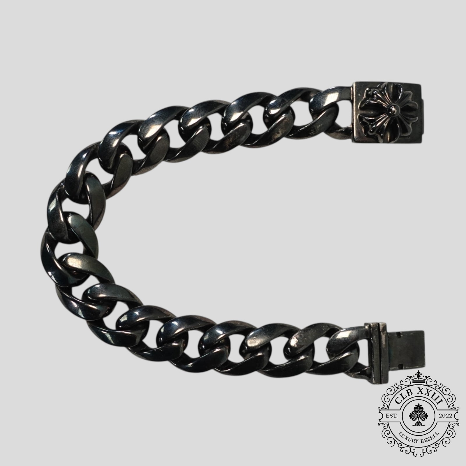 Chrome Hearts Cuban Bracelet in Oxidized Silver