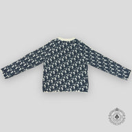 Dior Zip Sleeve Oblique Sweater in White/Blue