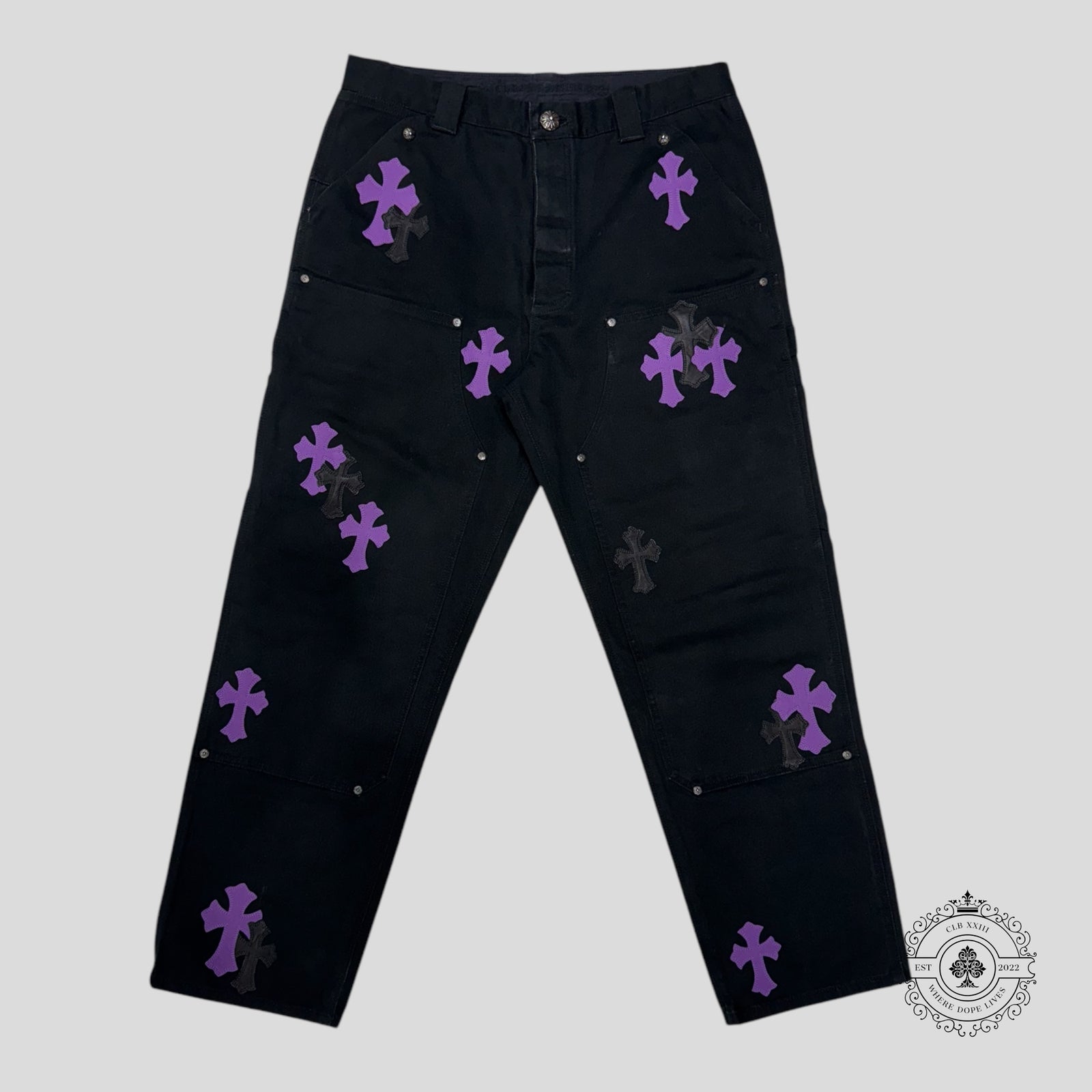 Chrome Hearts Double Knee Cross Patch Carpenter Pants