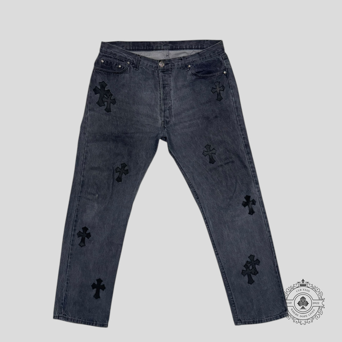 Chrome Hearts Levi Cross Patch Jeans in Black