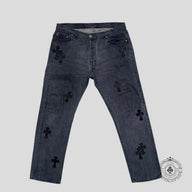 Chrome Hearts Levi Cross Patch Jeans in Black