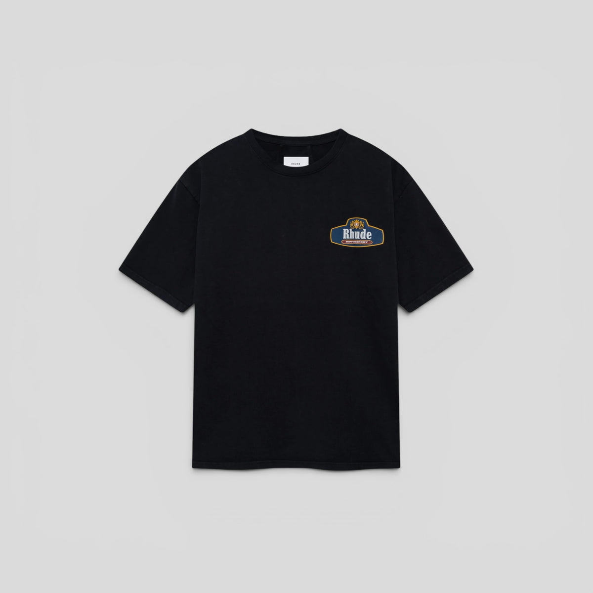Rhude Racing Crest Tee in Vintage Black & Navy