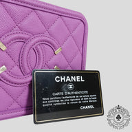 Chanel Caviar Quilted Medium CC Filigree Vanity Case in Purple