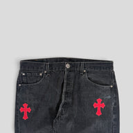 Chrome Hearts Red White Patch Jeans
