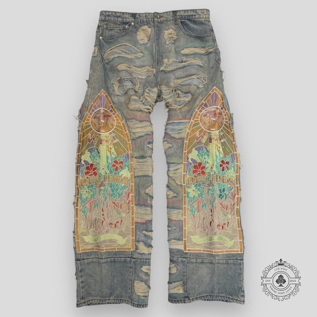 Who Decides War Multicolor Side Embroidery Denim