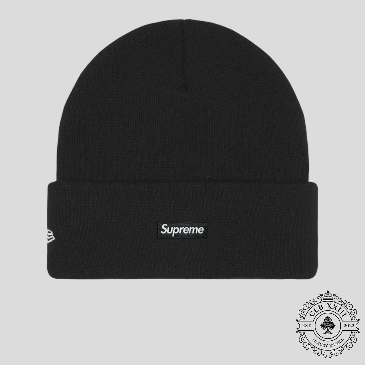 Supreme New Era Old English Beanie in Black