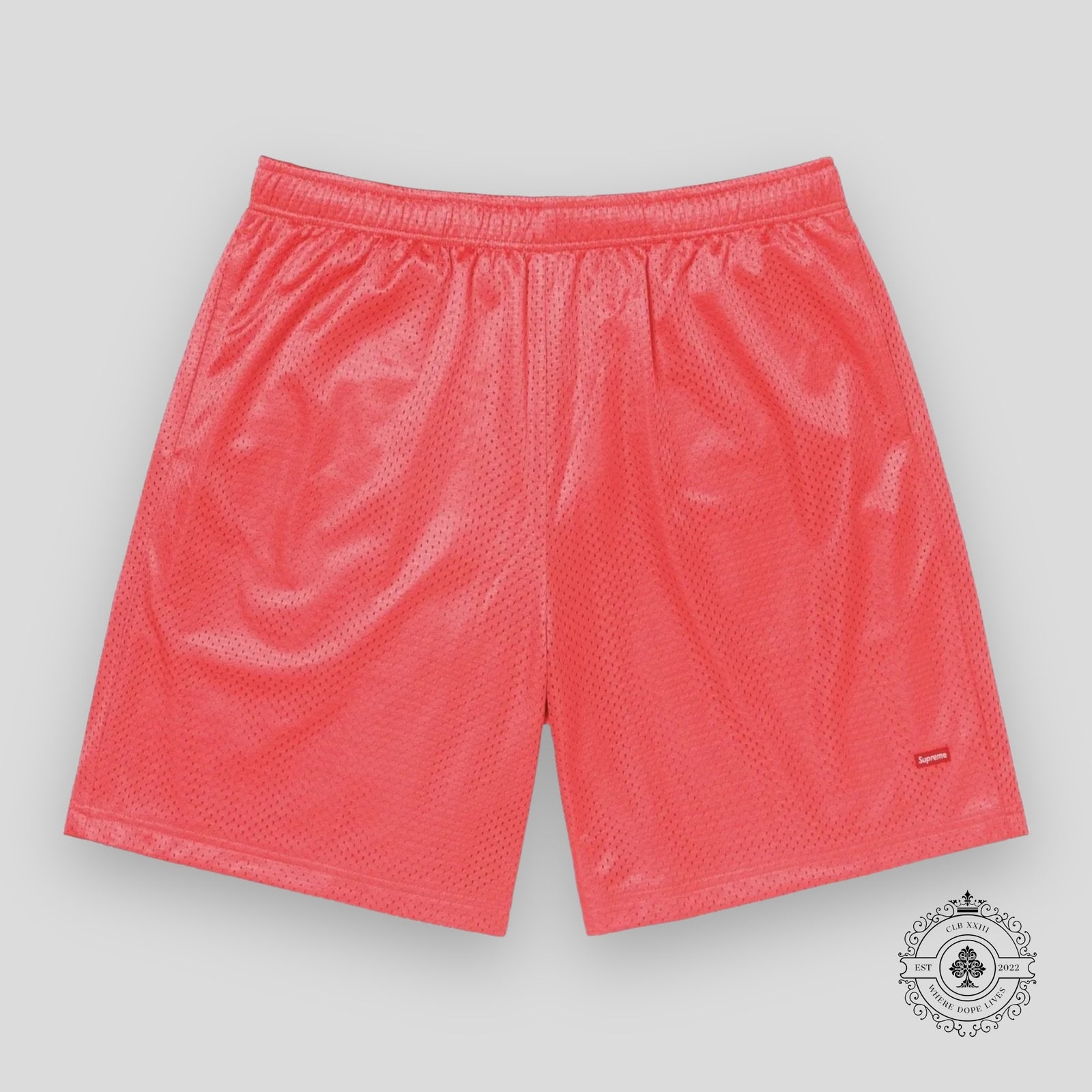 Supreme Small Box Logo Baggy Mesh Shorts in Coral