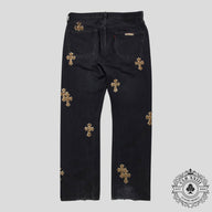 Chrome Hearts Leopard Cross Patch Jeans in Black