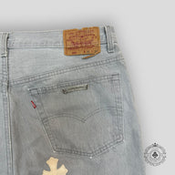 Chrome Hearts White / Cream Cross Patch Jeans