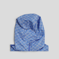 CLB XXIII Louis Vuitton Damier Spread windbreaker hood in sky blue with white monogram pattern and zip closure