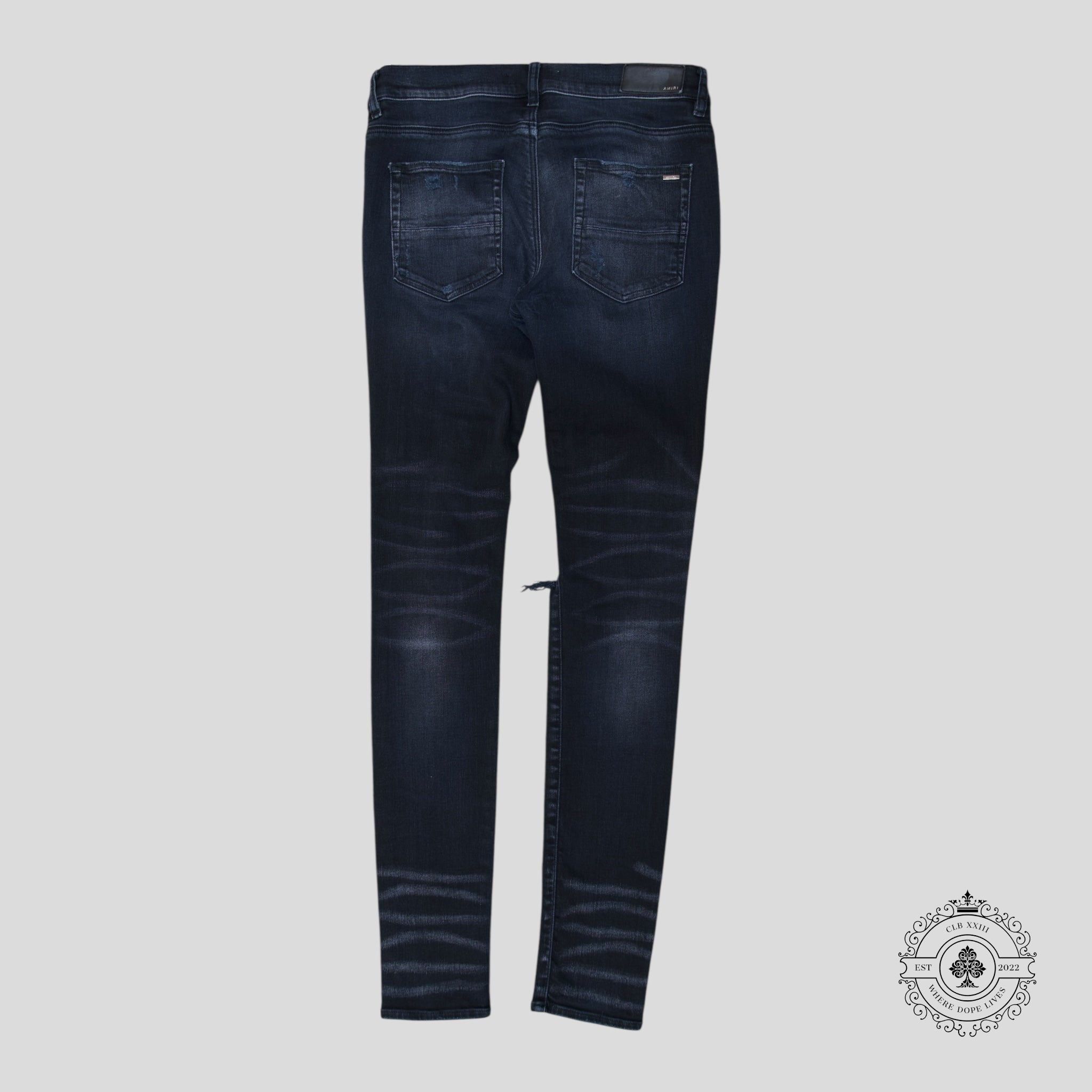 Amiri MX1 Thrashed Denim in Aged Black