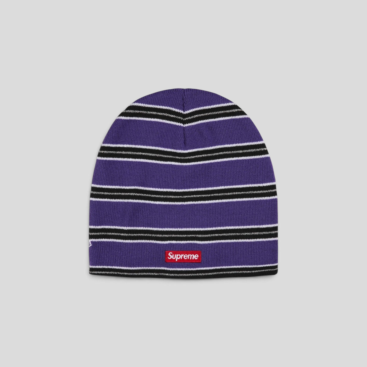 Supreme New Era Stripe Beanie in Purple