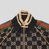 Gucci GG Jacquard Track Jacket in Black/Brown