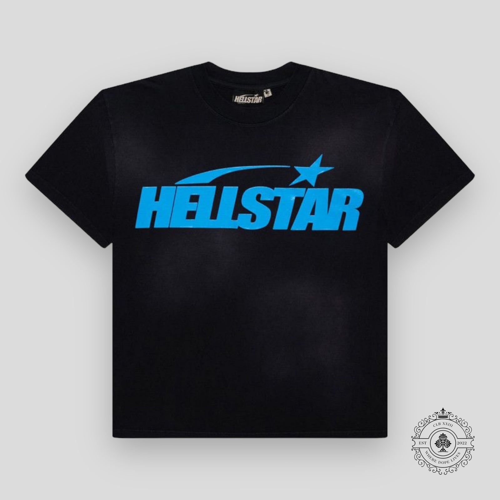 Hellstar Sport Logo Gel T-Shirt in Black / Blue