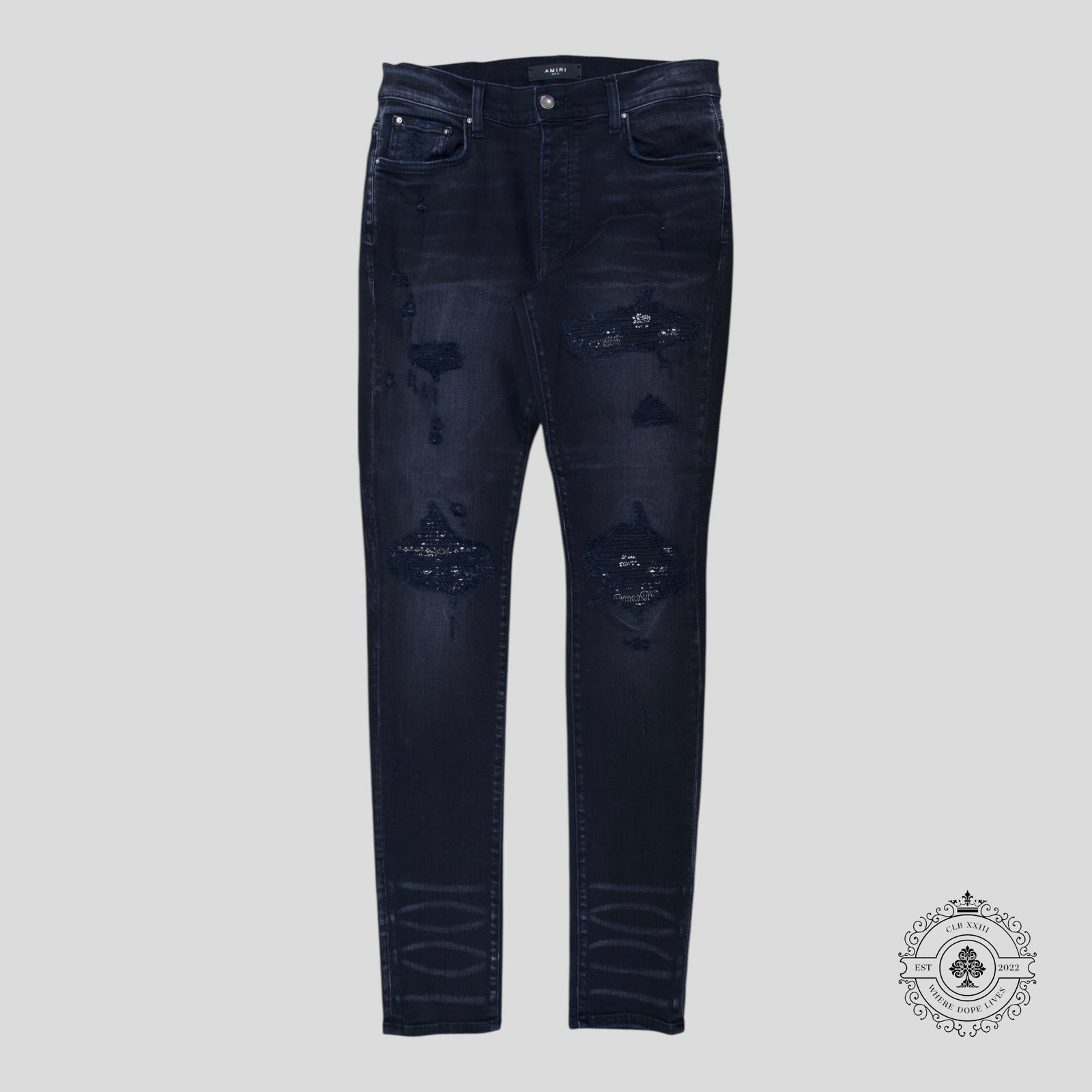 Amiri MX1 Bandana Patch Jeans in Aged Black