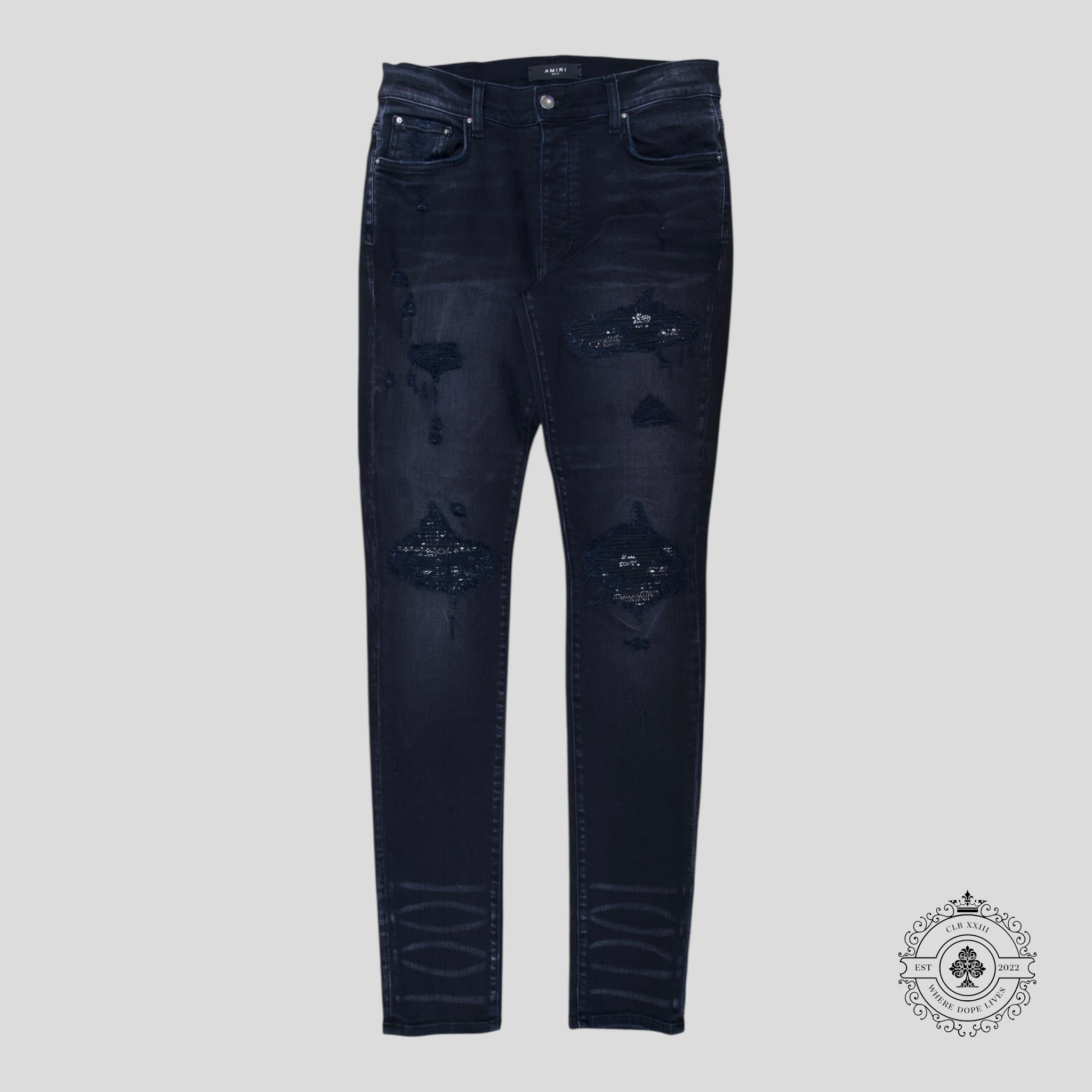 Amiri MX1 Bandana Patch Jeans in Aged Black