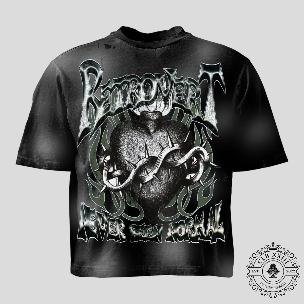 Retrovert Heart Thorn Tee in Black & Green