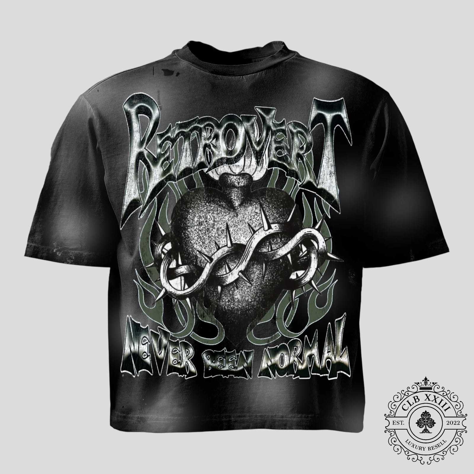 Retrovert Heart Thorn Tee in Black & Green