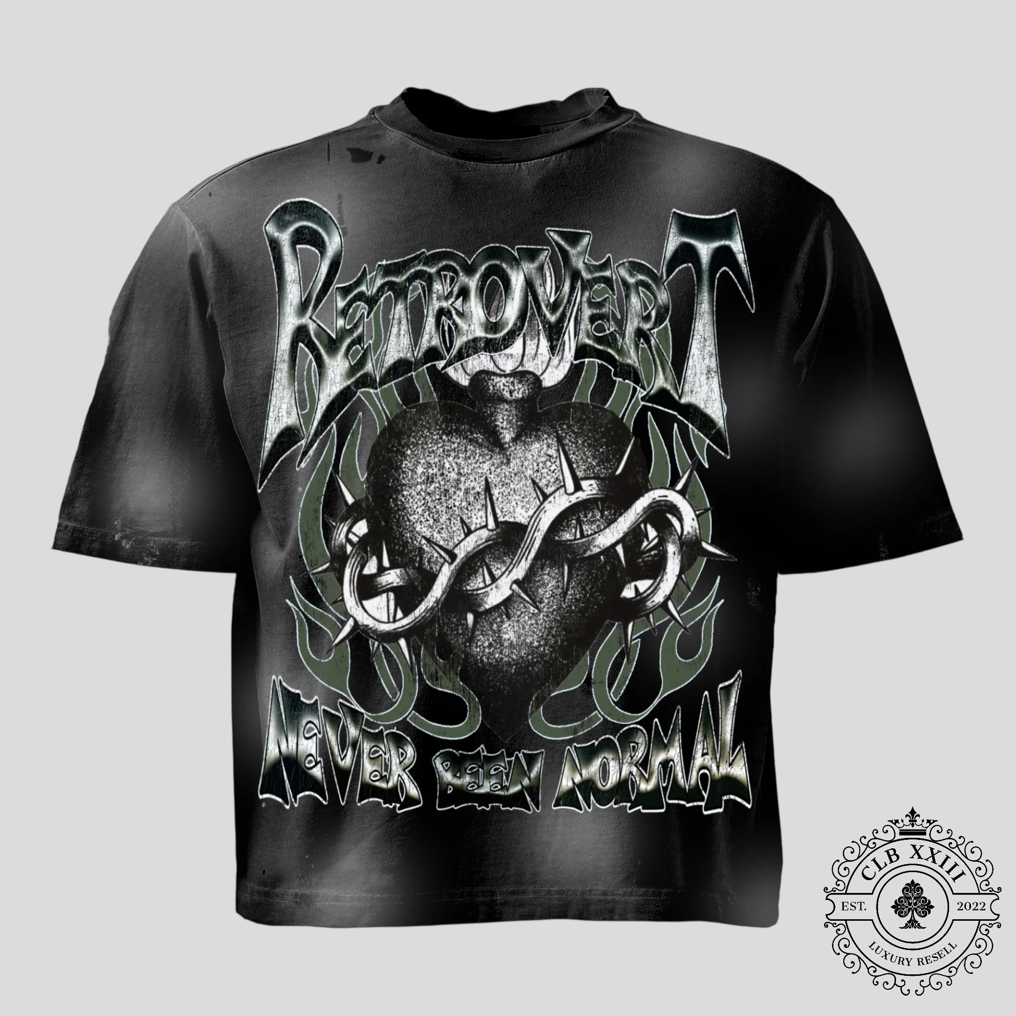 Retrovert Heart Thorn Tee in Black & Green