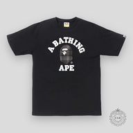 BAPE CHECK COLLEGE TEE - BLACK