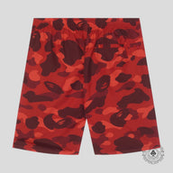 Bape Camo Ape Head Beach Shorts in Red