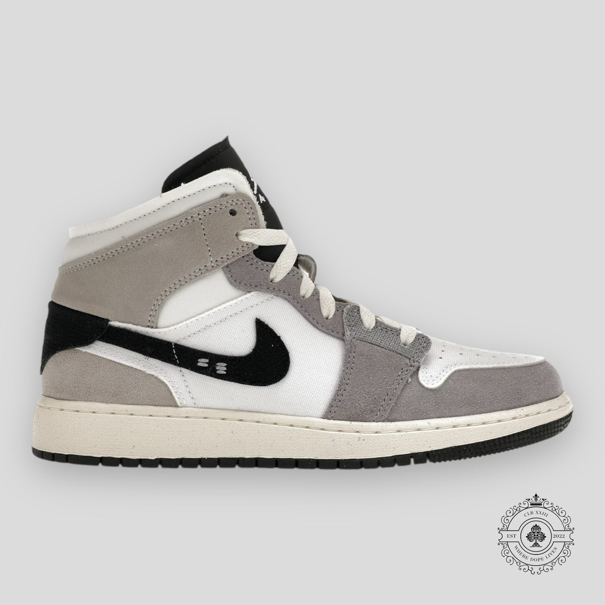 Air Jordan 1 Mid SE Craft White Cement Grey Black